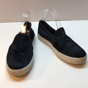 VINCE Black Leather w/ Real Fur SlipOn Shoes Size7